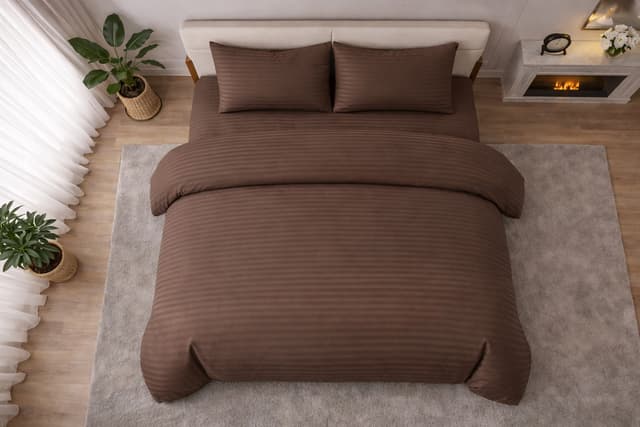 Комплект постільної білизни сатин коричневий фото 2